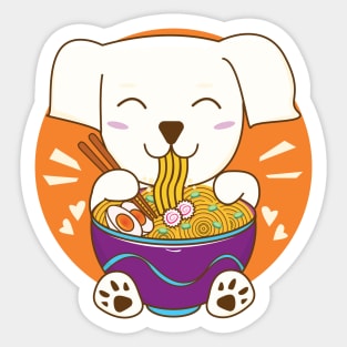 Cute akbash dog eating ramen, akbash dog lovers, baby akbash dog loves Asian food Sticker